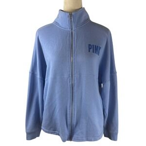PINK Victoria's Secret Light Blue Fleece Zip Up Jacket Women's Size S
